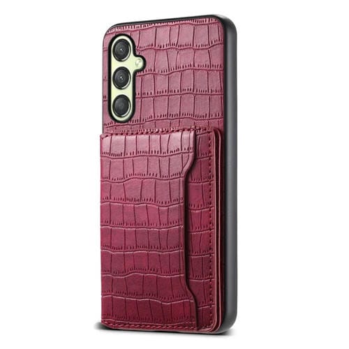 Funda para Teléfono Samsung Galaxy A25 Diseño Bolsa de Tarjeta Textura de Cocodrilo (Rojo)