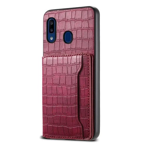 Estuche para Teléfono Samsung Galaxy A20 / A30 Bolsa para Tarjetas con Textura de Cocodrilo (Rojo)