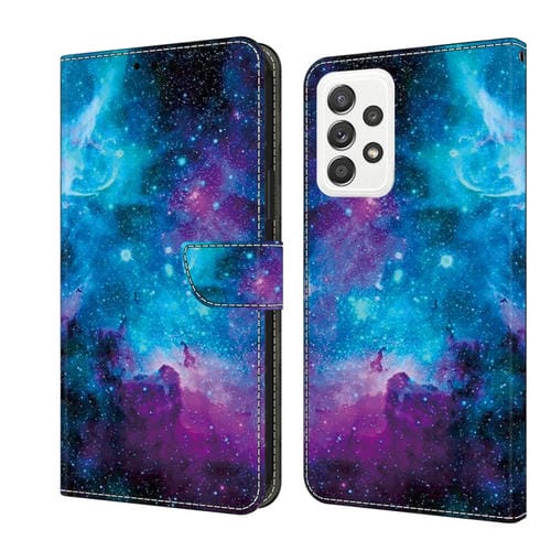 Funda de Cuero Samsung Galaxy A52 4G / 5G Pintada con Cristales (Cielo Estrellado)