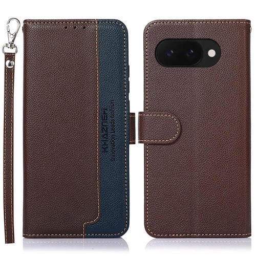 Funda para Teléfono Khazneh Litchi RFID para Google Pixel 9A (Marrón)