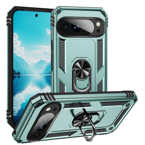 Funda TPU + PC para Google Pixel 10 a Prueba de Golpes con Soporte (Verde Oscuro)