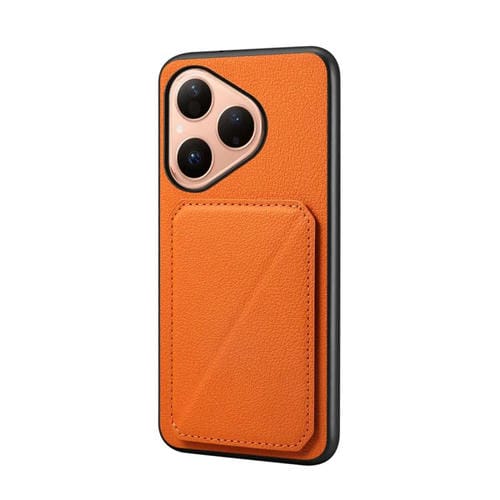 Funda para Huawei Pura 80 5G D04 con textura de becerro y ranura para dos tarjetas (naranja)