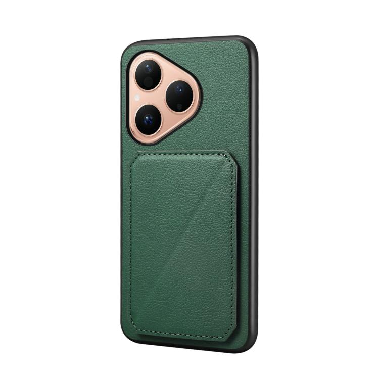 Funda para Huawei Pura 80 5G D04 con textura de becerro y ranura para dos tarjetas (verde)