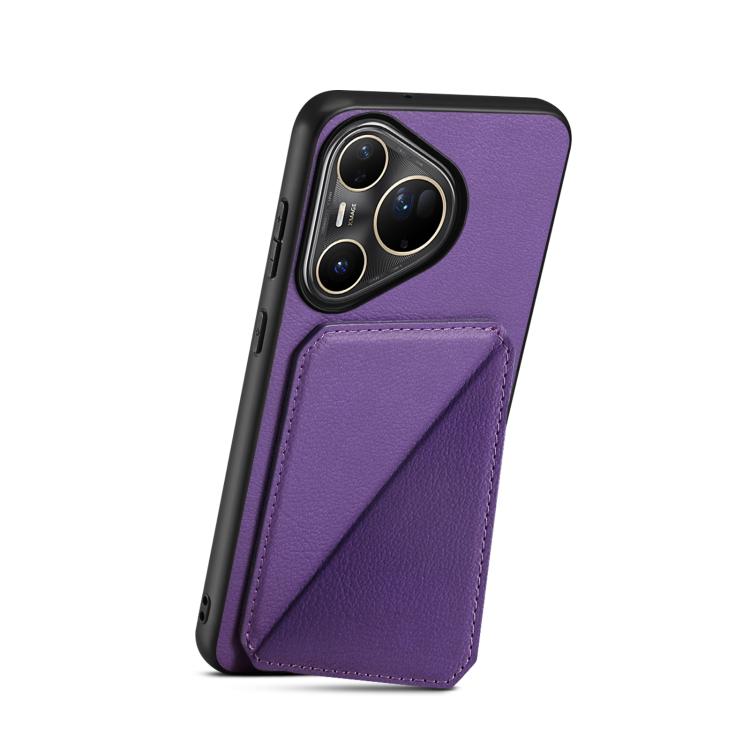 Funda para Huawei Pura 80 Ultra 5G D04 con textura de becerro y ranura para dos tarjetas (morado)