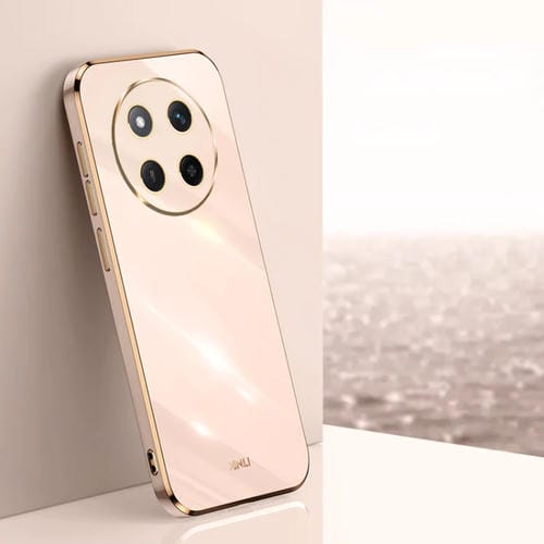 Funda para Honor X60 Pro Xinli con Borde Dorado y Revestimiento 6D Recto de TPU (Rosa)