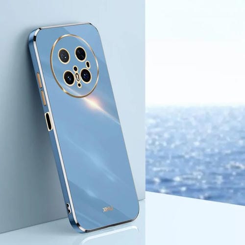 Funda TPU Xinli con Borde Dorado y Revestimiento 6D para Huawei Mate 70 Pro/70 Pro+ (Azul Celestial)