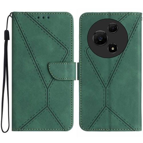 Funda de cuero con relieve y costuras para TCL 60 SE/605 (verde)