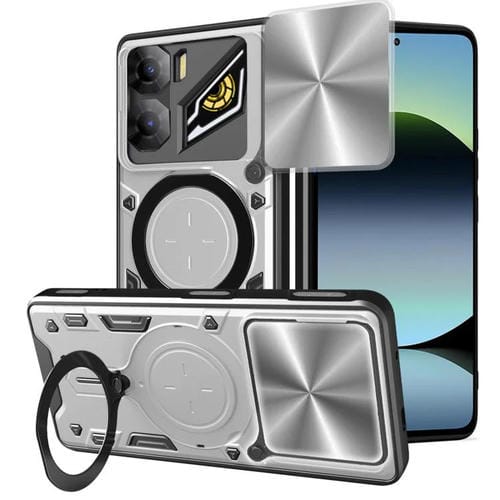 Funda magnética deslizante con textura de CD para ZTE Nubia Neo 3 (plateada)