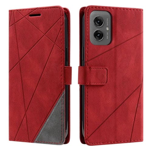 Funda de Cuero con Textura de Piel Sintética para Motorola Moto G55 (Roja)