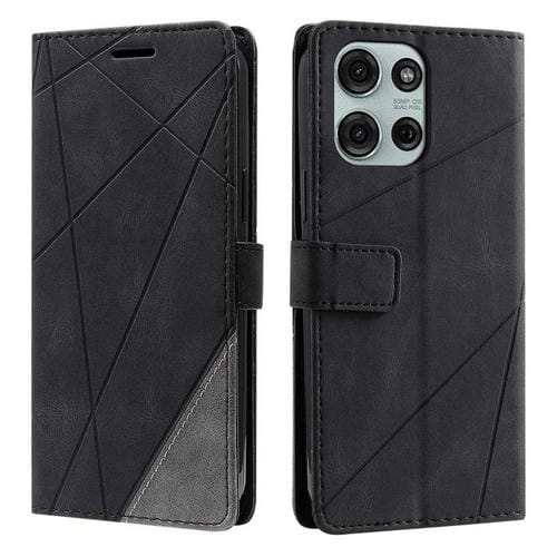 Funda de Cuero con Textura de Piel Sintética para Motorola Moto G75 5G (Negra)