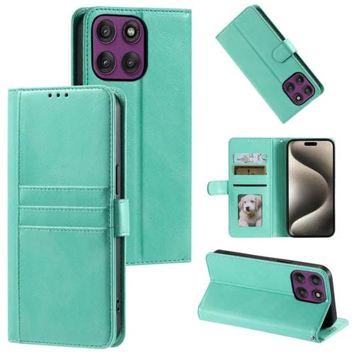 Funda de cuero tipo cartera para Motorola Edge 60 Pro (verde)