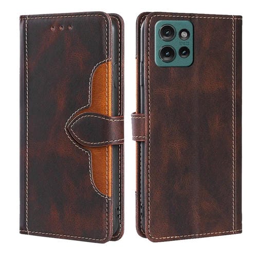 Funda de Cuero con Hebilla Magnética y Tacto de Piel para Motorola Edge 50 5G (Marrón)
