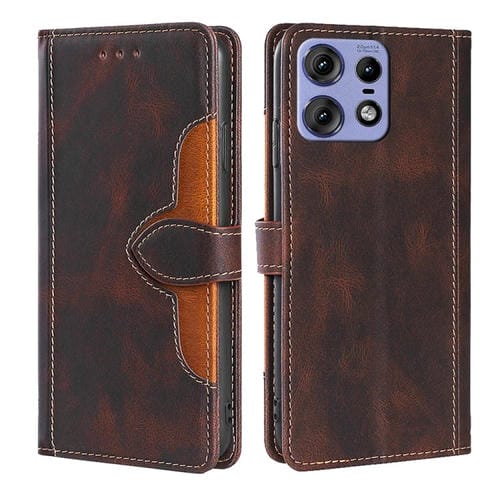 Funda de Cuero con Hebilla Magnética para Motorola Edge 50 Pro 5G (Marrón)