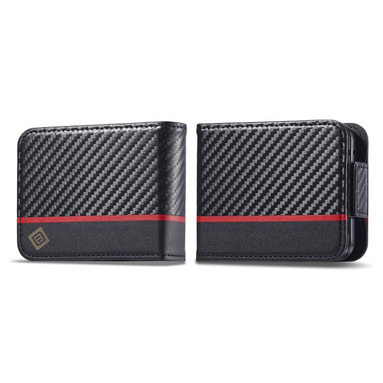 Funda de cuero de fibra de carbono LC.IMEEKE para Samsung Galaxy Z Flip7 5G (negro vertical)