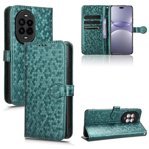 Funda de Cuero Huawei Nova 13 Pro 5G Textura Puntos Panal (Verde)