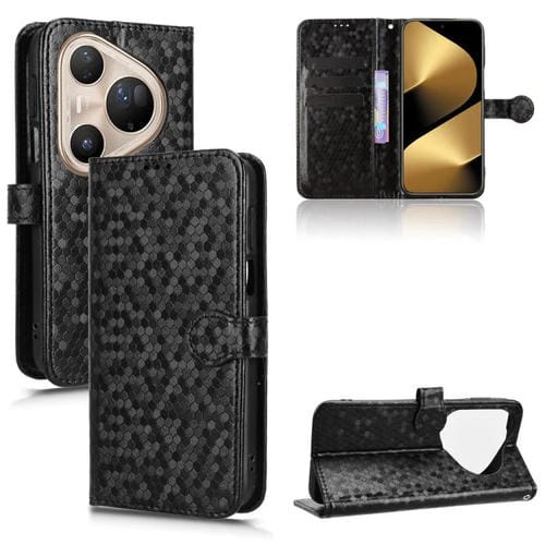 Funda de cuero con textura de panal de abeja para Huawei Pura 80 Pro 5G (negra)