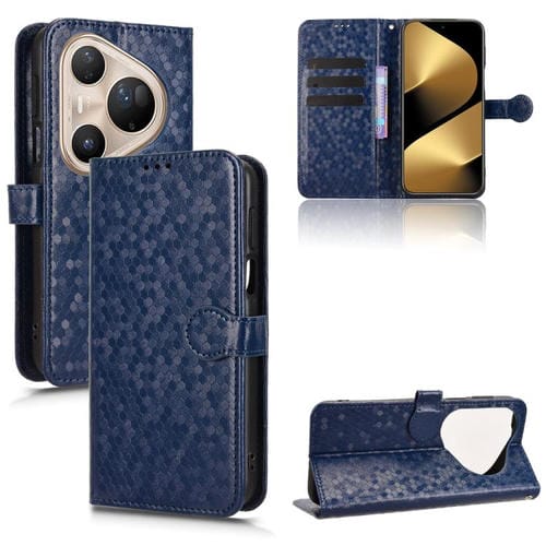 Funda de cuero con textura de panal de abeja para Huawei Pura 80 Pro 5G (azul)