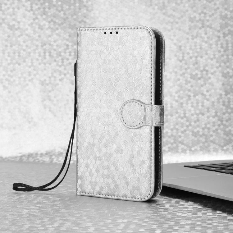 Funda de cuero con textura de panal y puntos para Huawei Pura 80 Pro 5G (plateada)
