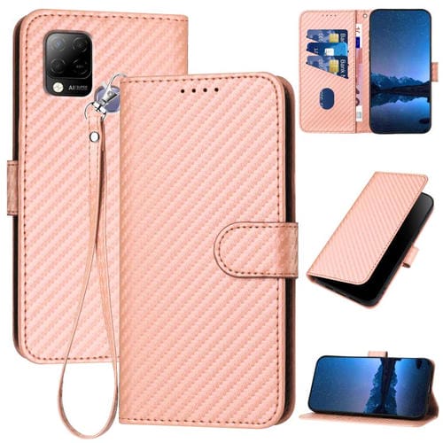 Funda de Cuero con Hebilla de Fibra de Carbono y Cordón para Infinix Hot 10T/Hot 10S Yx0070 (Rosa)