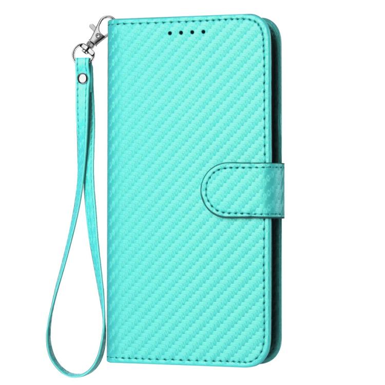 Funda de Cuero con Hebilla de Fibra de Carbono para Huawei Enjoy 20E Yx0070 con Cordón (Azul Claro)