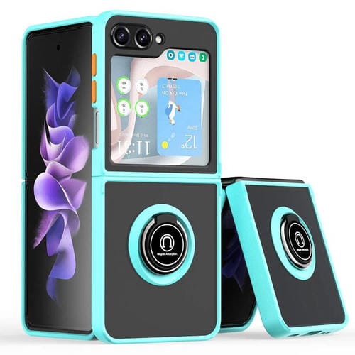 Funda de TPU + PC con anillo para Samsung Galaxy Z Flip5 Q Shadow 1 Series (azul cielo)