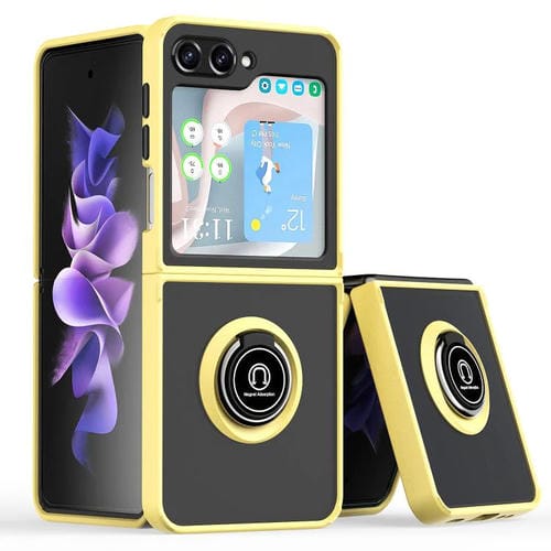 Funda de TPU + PC con anillo para Samsung Galaxy Z Flip5 Q Shadow 1 Series (amarilla)