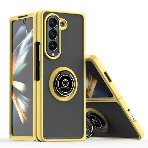 Funda de TPU + PC con anillo para Samsung Galaxy Z Fold5 Q Shadow 1 Series (amarilla)