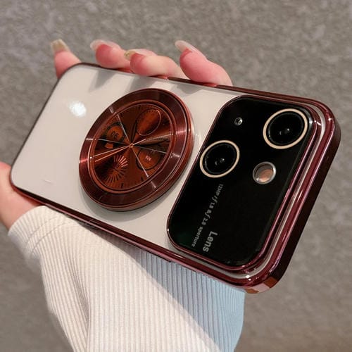 Caja para teléfono PC para iPhone 15 con Soporte Ventana Grande Galvanizada (Rojo) - MOVILSTORE