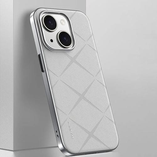 Funda de Teléfono para iPhone 15 PC Cuero Liso (Blanco) - MOVILSTORE