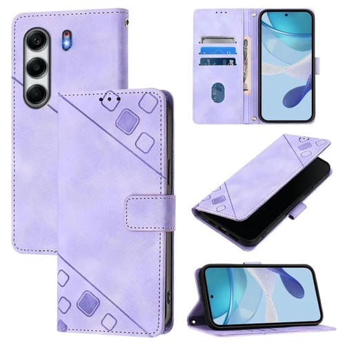 Funda de Piel con Relieve para Tecno Camon 40 4G (Morado Claro)