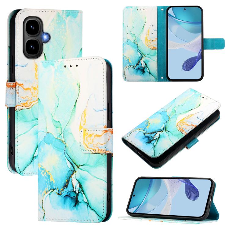 Funda de cuero con tapa y diseño de mármol PT003 para Infinix Smart 10 / Tecno Pop 10 (verde)