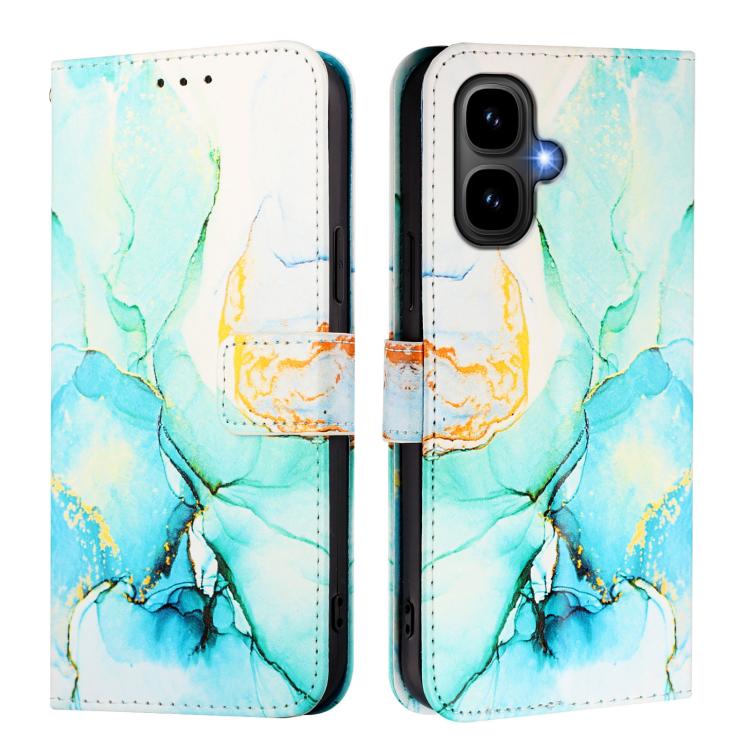 Funda de cuero con tapa y diseño de mármol PT003 para Infinix Smart 10 / Tecno Pop 10 (verde)