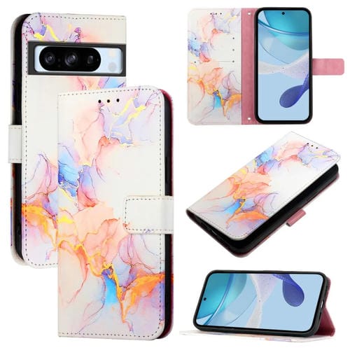 Funda de Cuero con Tapa para Google Pixel 8 Pro Pt003 con Patrón Mármol (Galaxy Marble White)