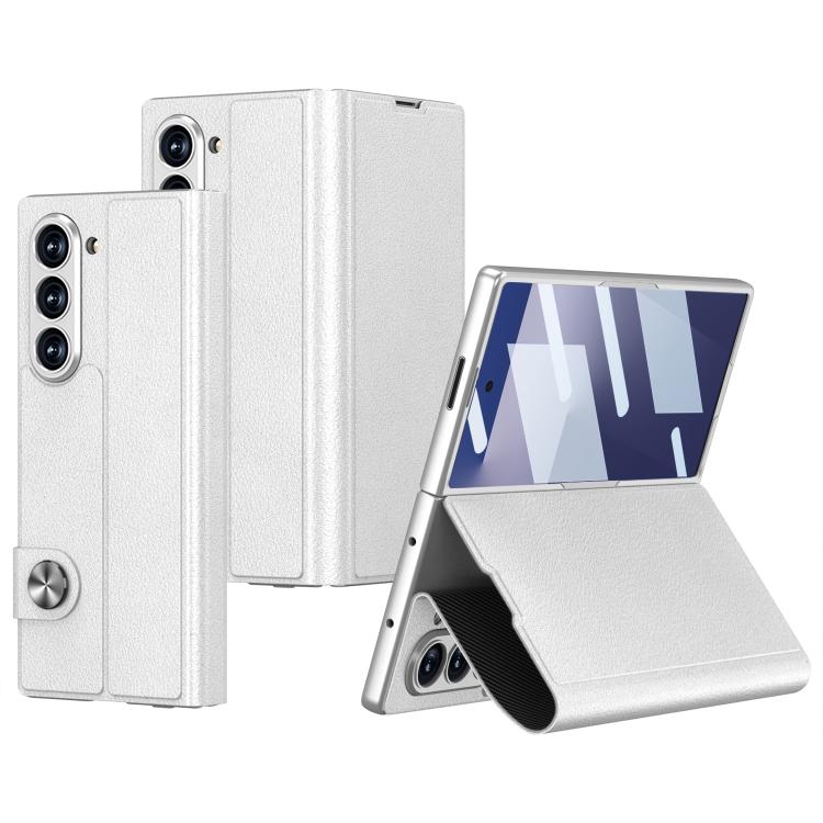 Funda de cuero con tapa integrada GKK para Samsung Galaxy Z Fold7 5G (plateada)