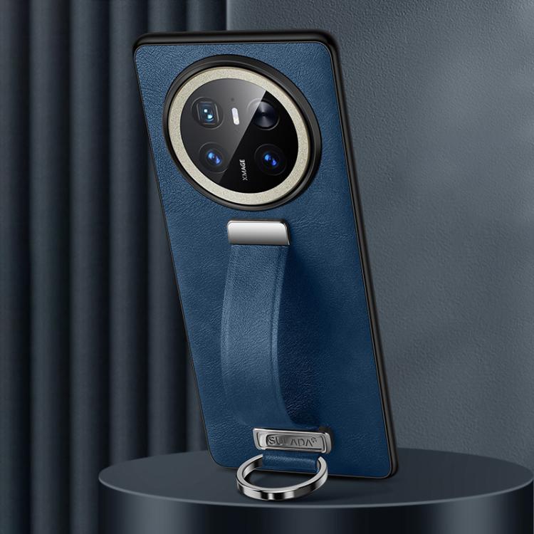 Funda para Teléfono Sulada Huawei Mate 70 Textura Cuero Híbrido Prueba de Golpes (Azul)