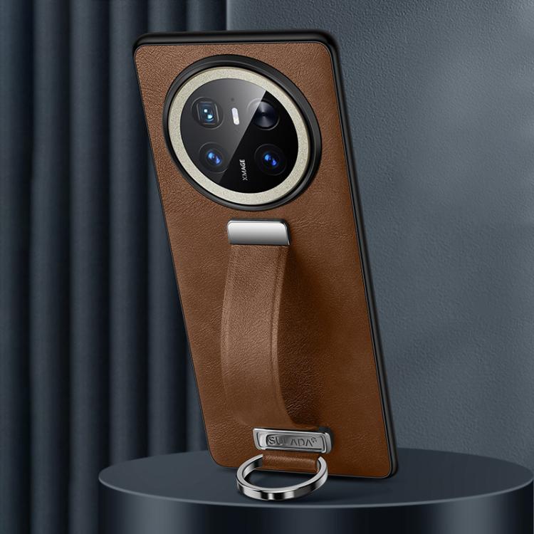 Funda para Teléfono Huawei Mate 70 Cuero Híbrido Sulada Prueba de Golpes (Marrón)