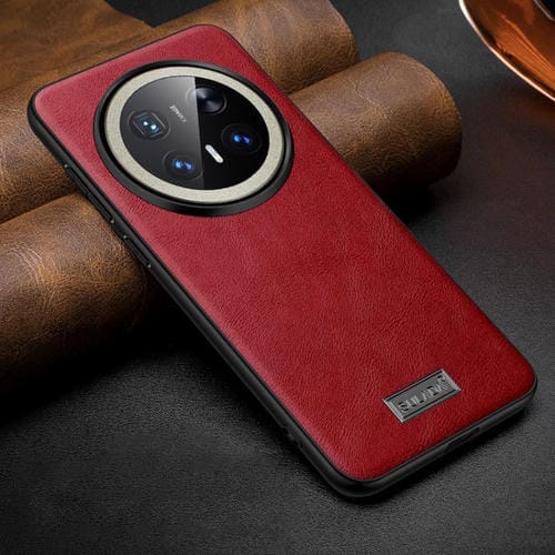Funda de Cuero Híbrido Sulada para Huawei Mate 70 Pro y Mate 70 Pro+ a Prueba de Golpes (Rojo)