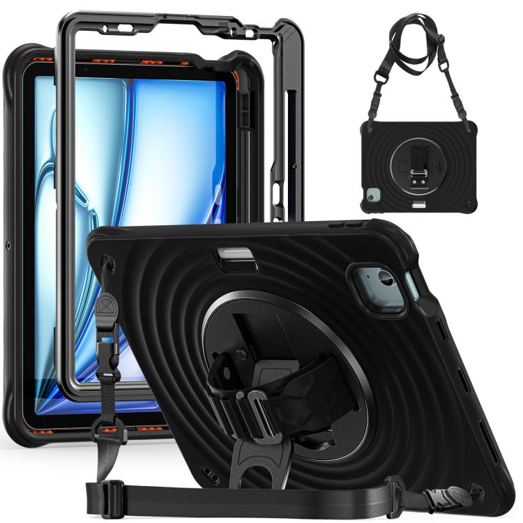 Funda híbrida Silicona con soporte giratorio para iPad Air 11 (2025/2024) (Negra)