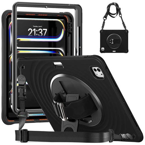 Funda híbrida Silicona con Soporte Giratorio para iPad Pro 13 (2024) (Negra)