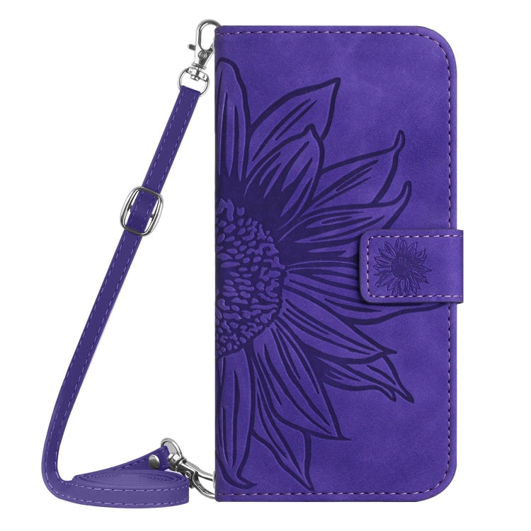 Funda de Cuero para Sharp Aquos Sense9 con Tapa y Cordón Diseño Girasol (Morado Oscuro)