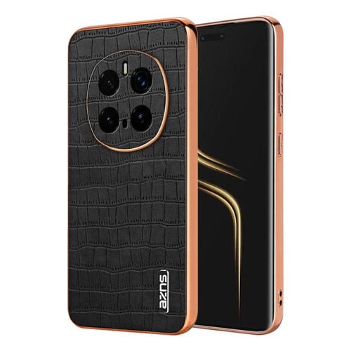 Funda para Teléfono Azns con Cobertura Total y Textura de Cocodrilo para Honor Magic7 Pro (Negro)