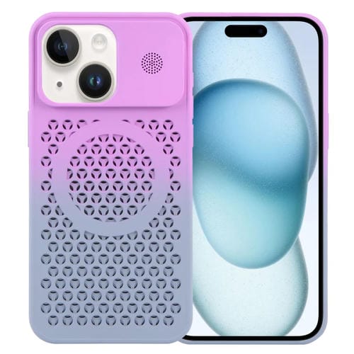 Funda Magnética para iPhone 15 con Aromaterapia y Enfriamiento de Panal (Gris Púrpura) - MOVILSTORE