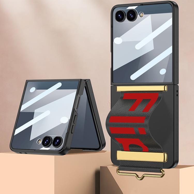 Funda ultrafina con correa de muñeca integrada GKK para Samsung Galaxy Z Flip7 5G (negra)
