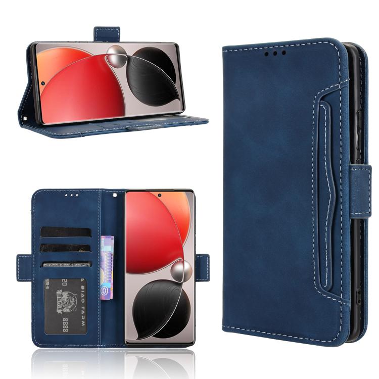 Funda de Piel con Textura de Becerro y Ranuras para Tarjetas para Itel S25 Ultra 4G (Azul)