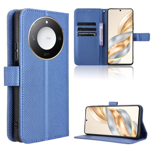 Funda de Cuero con Textura de Diamante para Honor X60 5G/X9C (Azul)