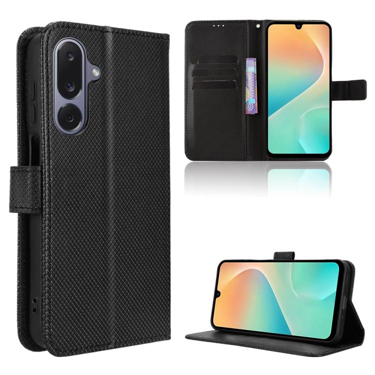 Funda de cuero con textura de diamante para Samsung Galaxy M36 5G (negra)
