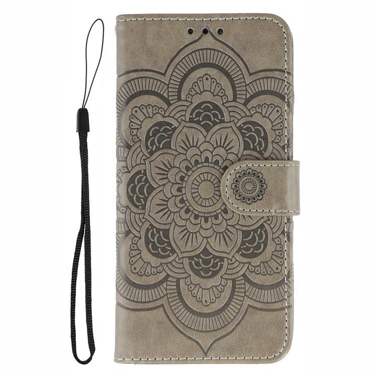 Funda de cuero con estampado de mandala solar para Redmi A5 4G (173,3 mm, gris)