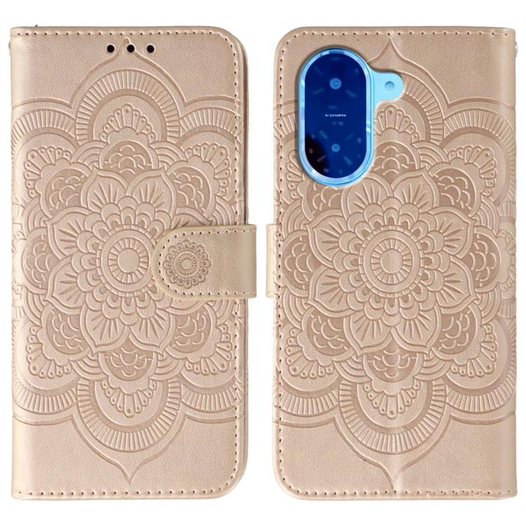 Funda de cuero con estampado de mandala solar para Redmi A5 4G (173,3 mm) (oro rosa)