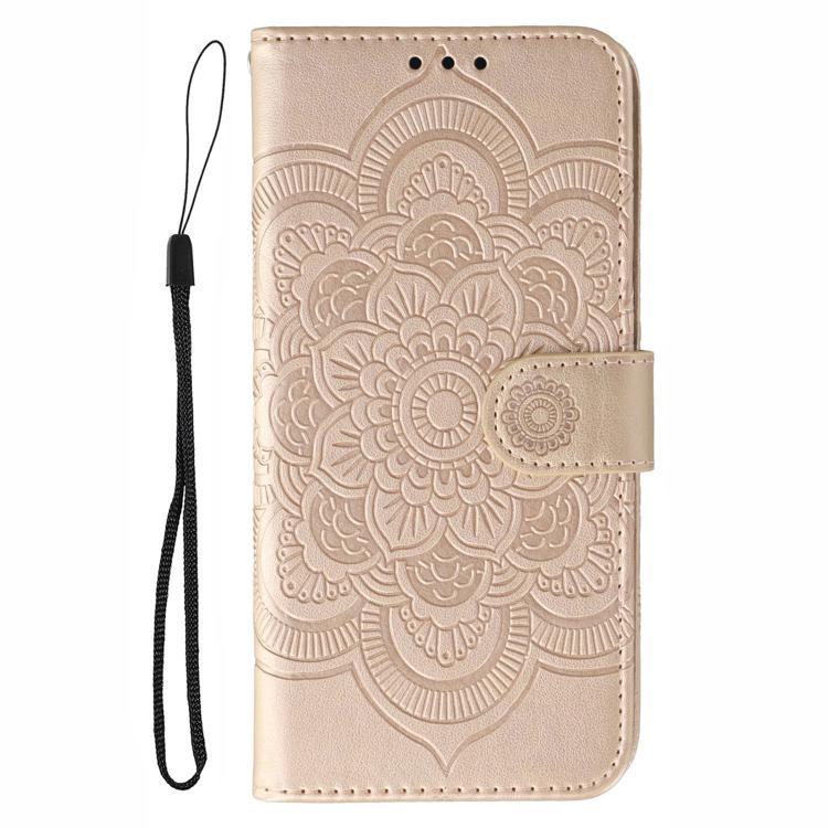 Funda de cuero con estampado de mandala solar para Redmi A5 4G (173,3 mm) (oro rosa)