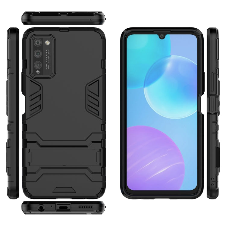 Para Huawei Honor 30 Lite PC + TPU Funda protectora a prueba de golpes con soporte invisible (Negro)